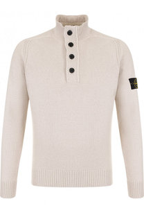 Шерстяной джемпер на пуговицах с воротником-стойкой Stone Island