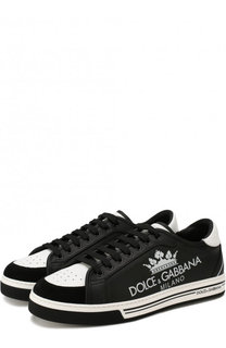 Кожаные кеды на шнуровке Dolce & Gabbana