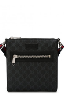 Кожаная сумка-планшет с принтом GG Supreme Gucci
