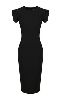 Однотонное шерстяное платье-миди с круглым вырезом Michael Kors Collection
