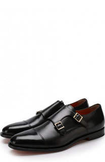 Кожаные монки с двумя пряжками Santoni