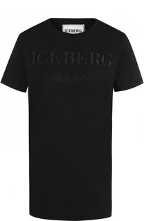 Хлопковая футболка с круглым вырезом и логотипом бренда Iceberg