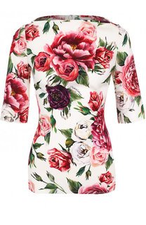 Приталенный шелковый топ с принтом Dolce & Gabbana
