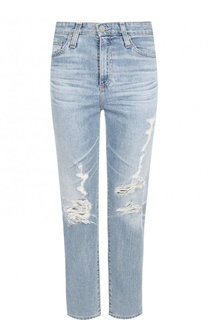 Укороченные джинсы с потертостями Ag