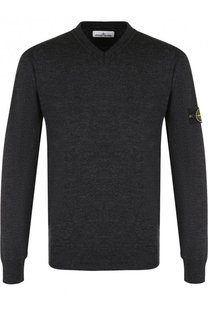 Шерстяной пуловер тонкой вязки Stone Island