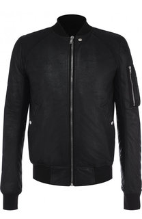 Кожаный бомбер на молнии с эластичными манжетами Rick Owens
