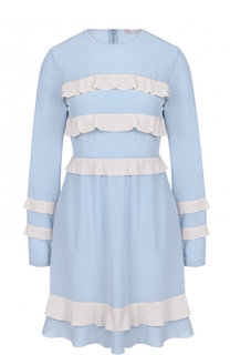 Шелковое мини-платье с контрастными оборками REDVALENTINO