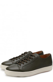 Кожаные кеды на шнуровке Santoni