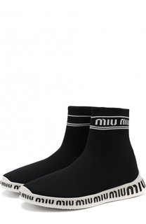 Высокие текстльинеы кросcовки Miu Miu