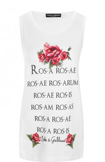 Хлопковый топ с круглым вырезом и принтом Dolce & Gabbana