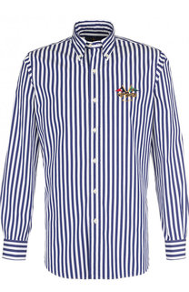 Хлопковая рубашка в полоску с воротником button down Polo Ralph Lauren