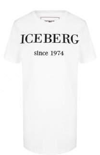 Хлопковая футболка с круглым вырезом и логотипом бренда Iceberg