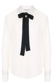 Шелковая блуза с контрастным бантом Loro Piana