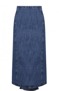 Джинсовая юбка-миди с оборками Michael Kors Collection