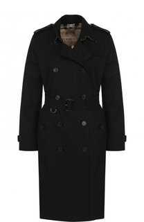 Однотонное хлопковое пальто с поясом Burberry