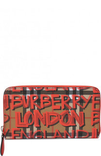 Кожаный кошелек на молнии с принтом Burberry