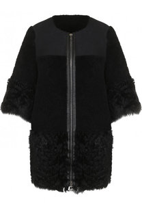 Меховое пальто с укороченным рукавом на молнии REDVALENTINO