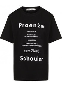 Хлопковая футболка с круглым вырезом и принтом Proenza Schouler