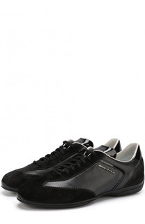 Кожаные кеды на шнуровке Santoni