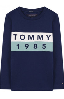 Хлопковый лонгслив с логотипом бренда Tommy Hilfiger