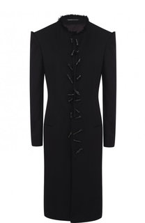 Однотонное шерстяное пальто прямого кроя Yohji Yamamoto