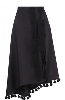 Однотонная юбка-миди с оборками и декоративной отделкой Altuzarra