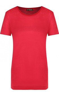 Льняная футболка с круглым вырезом и коротким рукавом Loro Piana