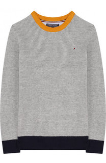 Хлопковый джемпер с контрастной отделкой Tommy Hilfiger