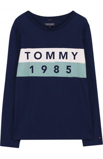 Хлопковый лонгслив с логотипом бренда Tommy Hilfiger