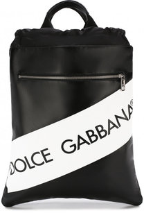Рюкзак с логотипом бренда и кожаной отделкой Dolce & Gabbana