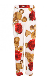 Укороченные хлопковые брюки со стрелками и принтом Dolce & Gabbana