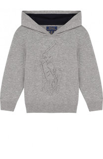 Вязаное худи из хлопка с тисненым логотипом бренда Polo Ralph Lauren