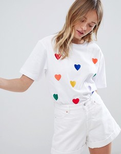 Oversize-футболка с вышивкой Monki - Белый