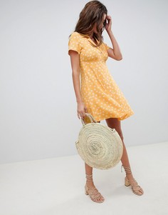 Короткое приталенное платье на пуговицах с цветочным принтом ASOS DESIGN - Мульти