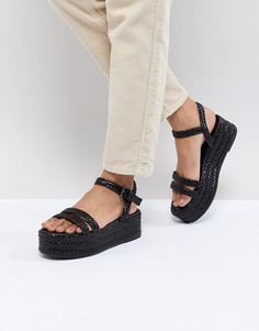 Черные сандалии на платформе Pull&Bear - Черный