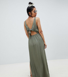 Платье макси с бантом сзади ASOS DESIGN Petite - Зеленый