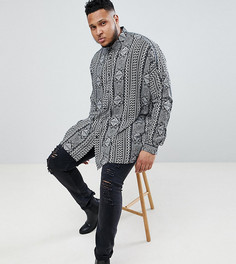 Oversize-рубашка из вискозы с заниженной линией плеч и принтом пейсли ASOS DESIGN Plus - Черный