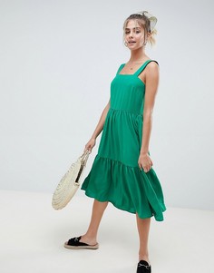 Ярусный сарафан миди ASOS DESIGN - Зеленый