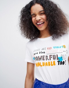 Футболка со слоганом Monki - Белый