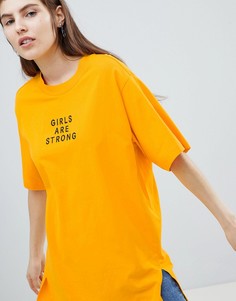 Oversize-футболка с узором Monki - Желтый