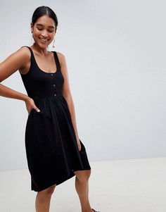 Свободное платье с кнопками ASOS DESIGN - Черный