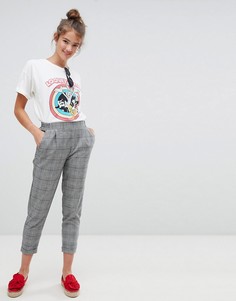 Суженные книзу брюки в клетку Pull&Bear - Серый