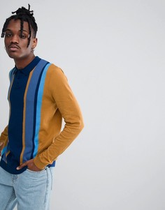 Сине-коричневое поло в полоску ASOS - Темно-синий