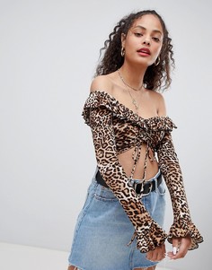 Укороченная блузка с леопардовым принтом Nobodys Child - Мульти