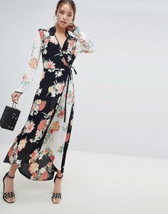 Платье макси с цветочным принтом и запахом Miss Selfridge - Мульти