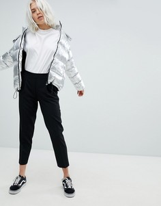 Черные широкие брюки со складками Pull&Bear - Черный