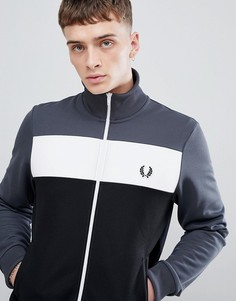 Темно-серая спортивная куртка в стиле колор блок Fred Perry Sports authentic - Серый