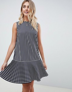 Платье мини в полоску с плиссировкой ASOS DESIGN - Мульти
