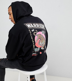 Худи свободного кроя с принтом тигра на спине ASOS DESIGN Тall - Черный