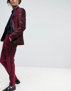 Бордовые супероблегающие брюки под смокинг с пайетками ASOS EDITION - Красный